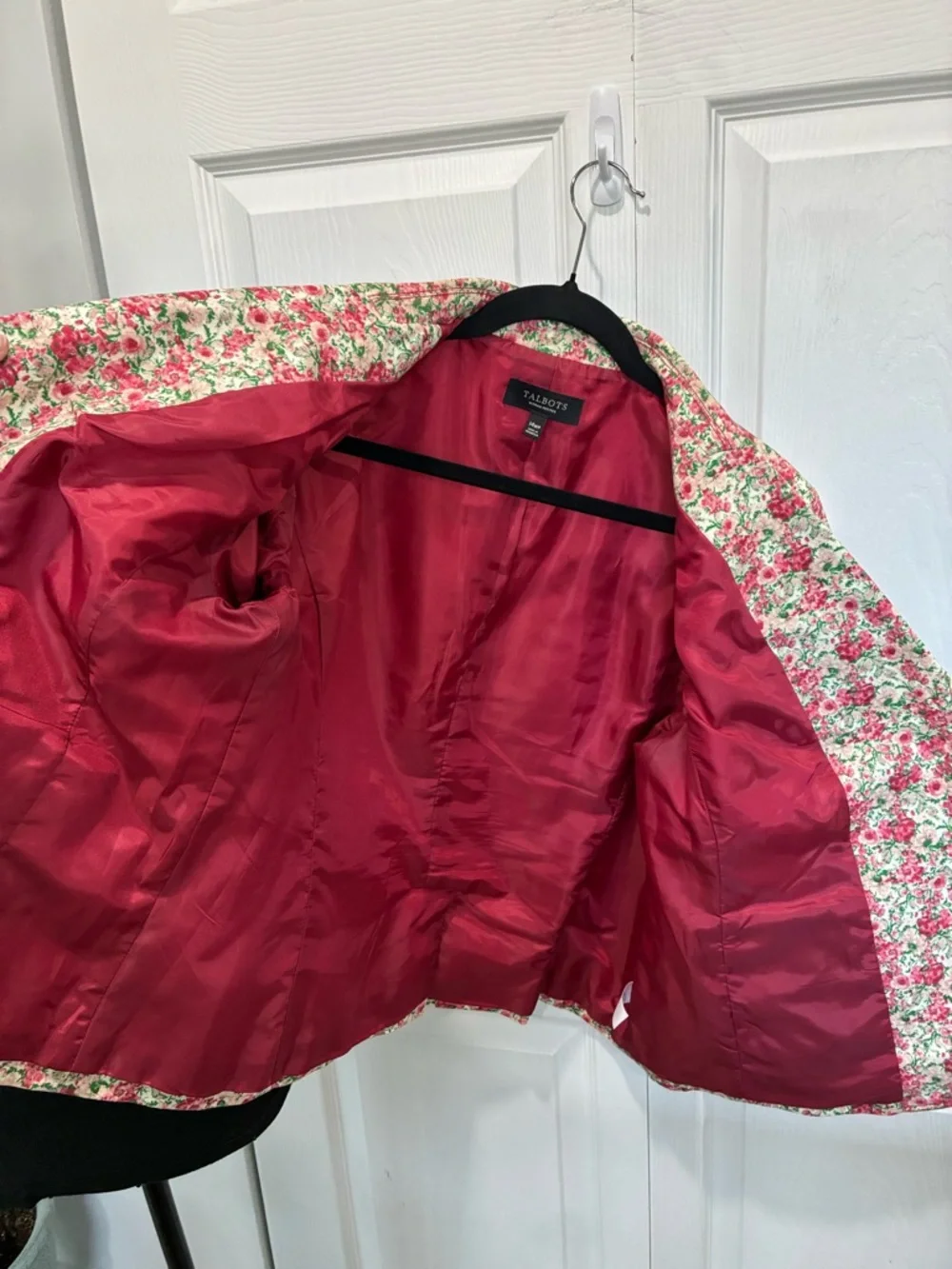 Talbots Floral Pink and Green Cotton Blazer - Picture 10 of 10